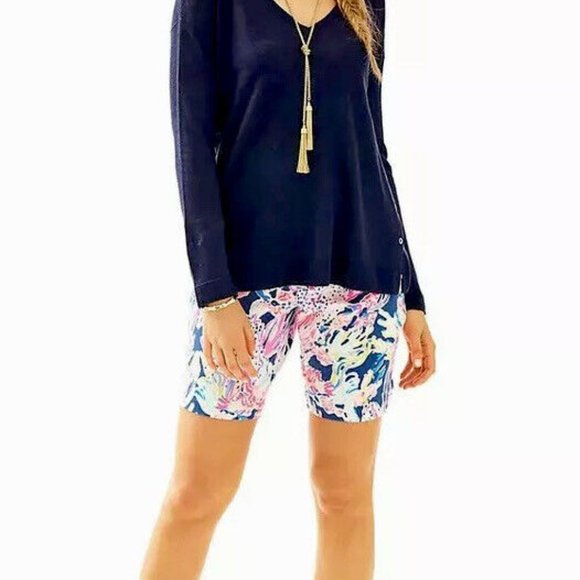 Lilly Pulitzer NWT Liesel Linen Pullover Sweater Navy $98 Size XXS - Picture 1 of 10